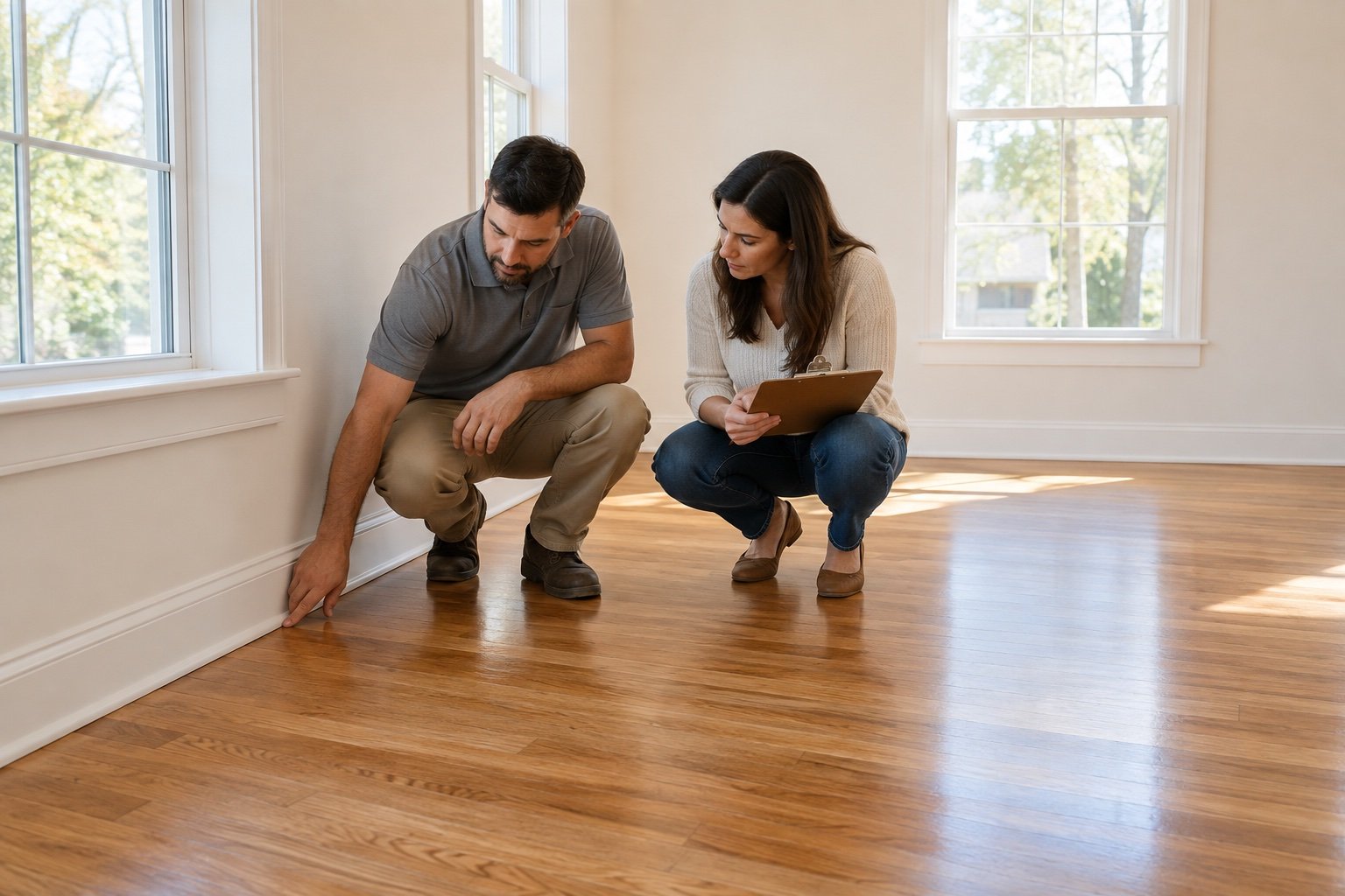 Final inspection of a clean finished floor
